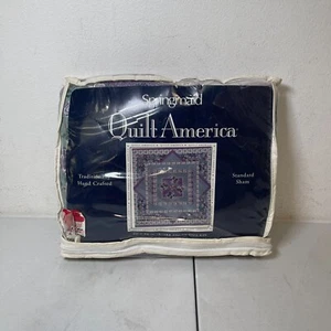 Vintage Springmaid Quilt American Hand Crafted Standard Purple and Green Sham - Picture 1 of 14