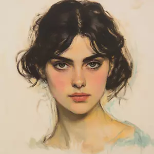 Gemälde Leinwand, Pastell Portrait einer Dame #LeoPutz - Bild 1 von 1