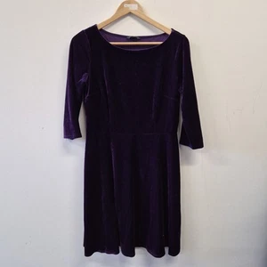 Ladies Dress Size 12 Marks And Spencer Purple Velvet Party Evening Occasion - Picture 1 of 8