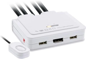 InLine 63613I KVM Switch 2-fach DisplayPort Umschalter 1.2, 4K USB weiß - Afbeelding 1 van 2