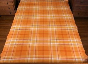 Vintage Coronet by Onkaparinga 100 % Wool Orange Check Blanket 226 cm x 165 cm - Picture 1 of 23