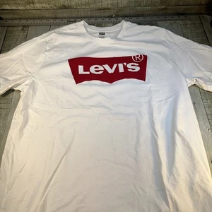 Camiseta Levi’s Para Hombre Talla Grande Blanca Roja Ala de Murciélago Logo Gráfico Camiseta Informal Algodón - Imagen 1 de 4