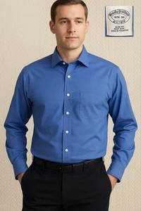 Brooks Brothers Blue French Cuff Cotton Dress Shirt 16.5-36 Madison Business - Picture 1 of 10