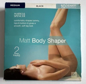 2 Pairs Matt Body Shaper Tight Colour Black Marks and Spencer Size Medium. - Picture 1 of 4
