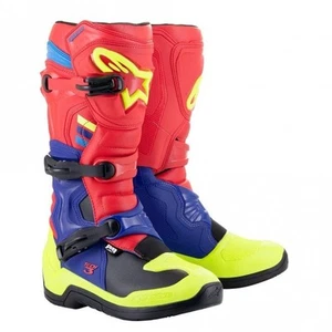 Alpinestars Tech 3 Three MX Motocross Boots (Bright Red, Dark Blue, Yellow Fluo) - Picture 1 of 4