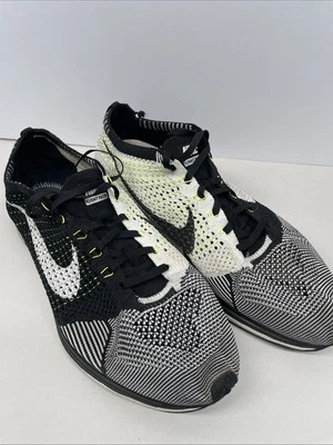 РЕДКИЕ Nike Flyknit Racer черные белые неоновые вольт серые Oreo мужские размер 12,5 526628-011 - Изображение 1 из 4