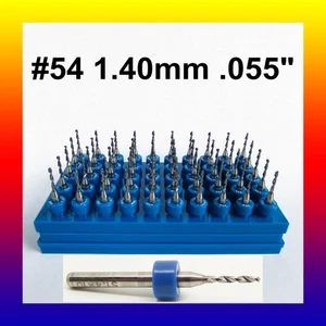 .055" 1.40mm #54 Solid Carbide Drill Bits - FIFTY Pieces -1/8" Shank Premium R/S - Picture 1 of 4