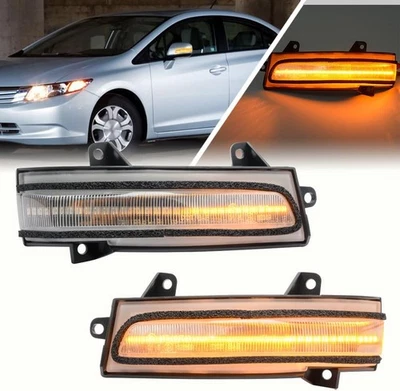 2x CLEAR LED Wing Side Mirror Blinker Lamps For 12-14 Honda Civic Sedan Hybrid - Image 1 of 4