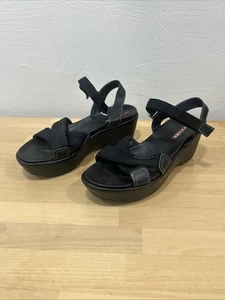 Sandali Prada neri incrociati alla caviglia plateau pelle nylon misura:36 - Foto 1 di 5