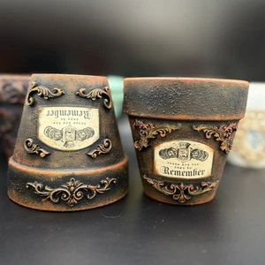 Set of 2 terracotta pots - 4 Inches Decorated pots - Hand Painted Pots - Picture 1 of 4