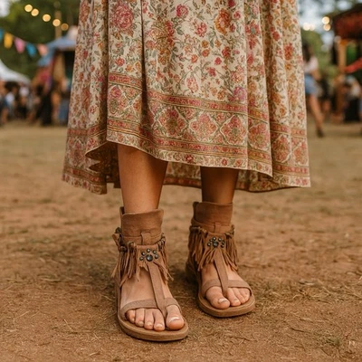 A.S. 98 Airstep Reina Womens Sandals Shoes Fringe Leather Gladiator 9.5, 40 Tan - Image 1 of 4