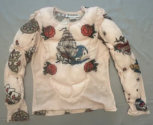 Kinder Gr. S Piraten Muskel Langarm tätowiertes Kostüm Shirt von Halloween Kostüme - Bild 1 von 8