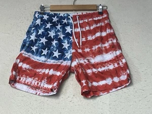TRUNKS Men's Medium Swim Shorts Quick Dry Swimwear Beach American Flag - Picture 1 of 10