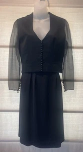 CHRISTIAN DIOR Black Silk Evening Jacket Skirt Suit~Gorgeous Bttns~Numbrd~US4 - Picture 1 of 17