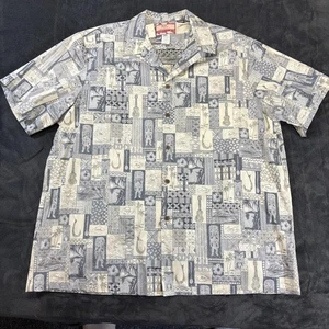 RJC Hawaiian Shirt Mens 2XL Gray Tropical Aloha Short Sleeve Button Down Beach - Picture 1 of 13