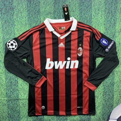 Ronaldinho #80 AC Milan 2009/10 Long Sleeve Jersey | Retro Men’s Shirt New - Image 1 of 4
