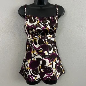 Vintage Y2K 90s Tempted Hearts Satin Babydoll Tank Top M Retro Print Ruched Bust - Bild 1 von 10