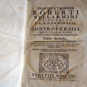 Antique 1722 original book of: "Disputationum" Roberti Bellarmini. Tomus II - Picture 1 of 12