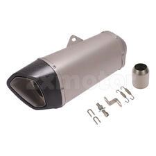 Motorcycles Exhaust Muffler Pipe 410mm 16.1" Steel Body Carbon Fiber End Tips 