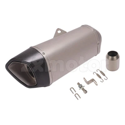 Tubo silenciador escape motocicletas 410 mm 16,1" cuerpo acero fibra carbono puntas finales  Foto 1 de 4
