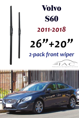 Pacote com 2 limpadores de para-brisa dianteiro 26"+20" para Volvo S60 2011-2018 - Imagem 1 de 2
