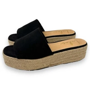 Lulus O'Ahu 2 schwarze Wildleder Espadrille Plateau 10 - Bild 1 von 11