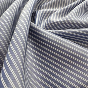 Suit Jacket Lining Fabric - Blue & White Double Stripe - Satin Lining Fabric - Picture 1 of 5