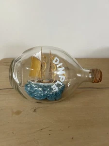 Vintage Schiff in einer Flasche - handgefertigtes Schiff in einer Grübchenflasche mit Papieren - Bild 1 von 11