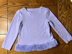 Janie and Jack Sweet Lavender Winter Berries Faux Fur Top EUC Girls Shirt Size 4 - Picture 1 of 2