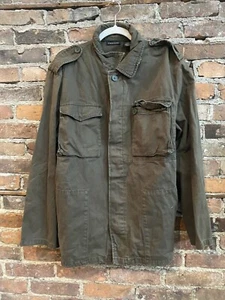 Vintage Y2K Structure Army Green Canvas Cargo Field Button Up Medium OG 107 - Picture 1 of 6