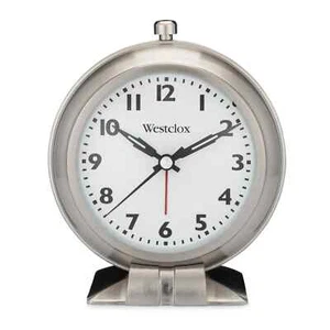 Westclox Cassa in Metallo con Finitura Nichel Movimento Silenzioso Spazzata 47602–Testato - Foto 1 di 2
