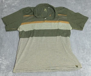 PrAna Mens Polo Shirt Extra Large Green & Orange Striped Short Sleeve - Picture 1 of 7