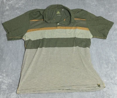 PrAna Mens Polo Shirt Extra Large Green & Orange Striped Short Sleeve - Image 1 of 4
