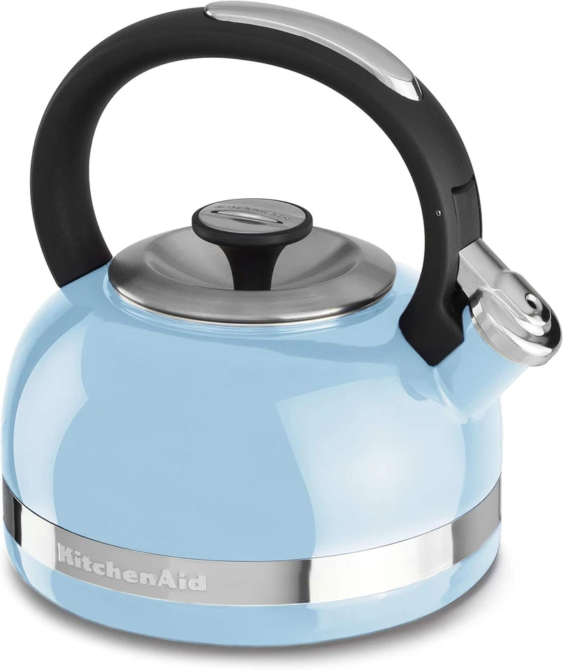 KitchenAid Hervidor de agua de silbato de té con estufa de porcelana de 2,0 cuartos de galón, azul camafeo Foto 1 de 1