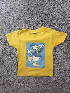 Vintage 70s Donald Duck Single Stitch T-shirt Kids Size Medium Yellow - Picture 1 of 15