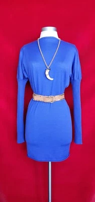 Vestido túnica suéter manga larga lana azul Roberto Cavalli talla 40 Foto 1 de 4