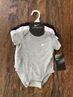 Nike 3 pack set Black, White and Grey Bodysuit Onsies 3 month Old Infant