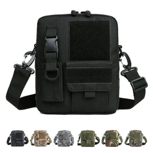Men's Canvas Small Messenger Bag Casual Shoulder Bag Chest Bag Travel Carry Bag - Picture 1 of 16