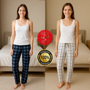 Women's Checked Pajama Pant Cotton Sleepwear Loungewear Pants Lightweight |Sale - Picture 1 of 17