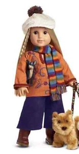 American Girl Julie LÄSSIGES OUTFIT + MÜTZE und SCHAL Tunika Top Gaucho Hose Stiefel - Bild 1 von 6