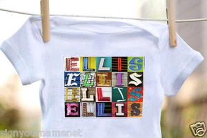ELLIS Baby Bodysuit in Sign Letter Photos - 100% Cotton & Short Sleeve - Picture 1 of 2
