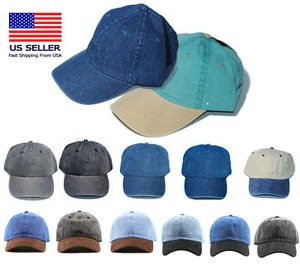 Jeans Papá Sombrero Sólido Liso Lavado Denim Algodón Gorra de Béisbol Sombrero 100% Algodón - Imagen 1 de 10