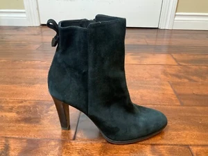 COACH Jemma Black Leather Suede Zip-Up Block Heel Ankle Boots, Size 9.5 (US) - Picture 1 of 9