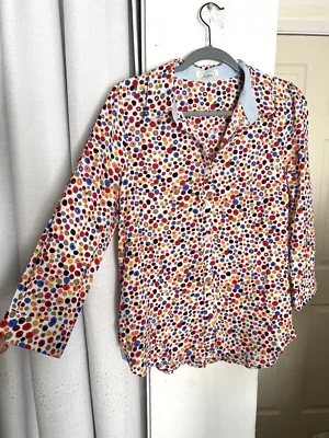 Blusa de mujer Ezra talla grande blanca colorida floral manga 3/4 con botones Foto 1 de 4