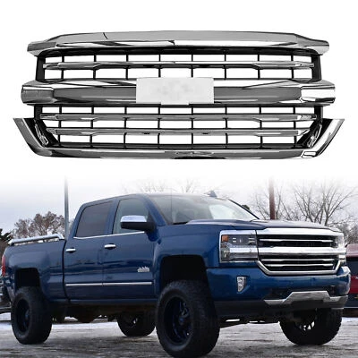 Parrilla de parachoques delantera cromada para Chevrolet Silverado 1500 2016 2017 2018 Foto 1 de 4