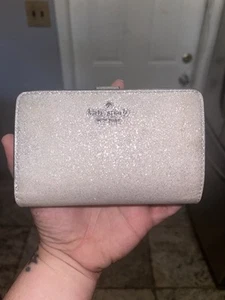 Kate Spade Glimmer Glitter Medium Compact Bifold Wallet In Lunar Light - Picture 1 of 15