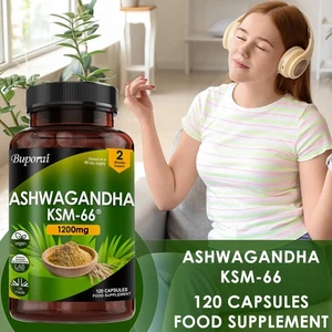Ashwagandha KSM-66 Cápsulas 1200mg - Apoyo al Sueño, Estrés Y Ansiedad - Imagen 1 de 8