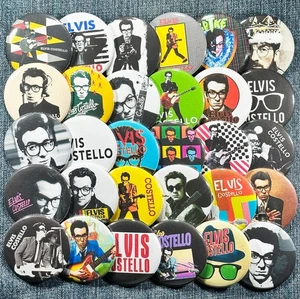 Elvis Costello 2.25" Pinback Buttons 70s 80s New Wave Rock Retro Music 30 Pins - Picture 1 of 8