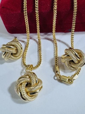 "Pendiente y collar de cadena de trigo de oro fino real 750 de 18 quilates 15,6""/16"" de largo 2,2 mm 7,9 g" Foto 1 de 4