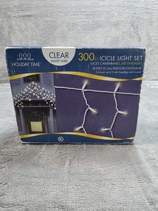 Juego de luces de hielo Holiday Time 300 unidades alambre blanco transparente 18 pies caja abierta probado - Imagen 1 de 9
